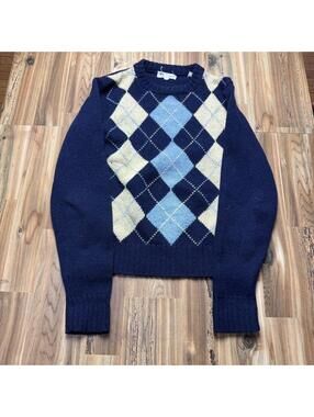 Parker of Vienna navy blue argyle sweater